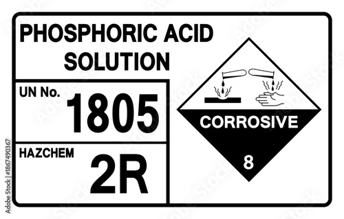 Phosphoric Acid Solution UN 1805 Symbol Sign, Vector Illustration, Isolate On White Background, Label.EPS10