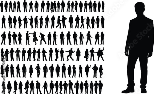 Collection of diverse human silhouettes for design and illustration