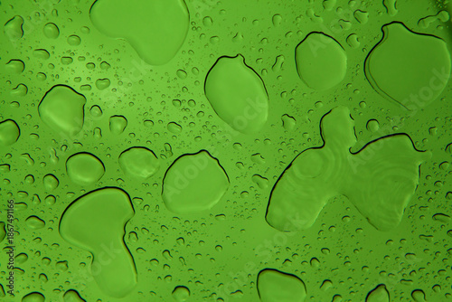 water drops on green background