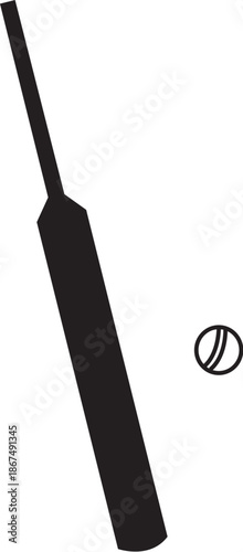 cricket bat and ball illustration vector file use with sports and games
