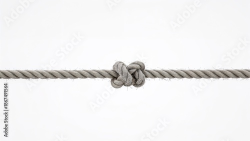 A knot tied in a rope, with the rest of the rope extending horizontally across the image.