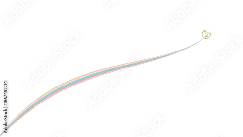 Multicolored cable with a connector on a white background for technology and electronics concepts with isolated and communication and data transfer