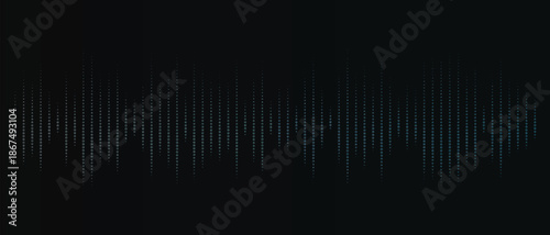 An abstract blue background with lines features a digital wave spectrum and glowing light effects to create a vibrant music equalizer illustration of audio frequency and energy