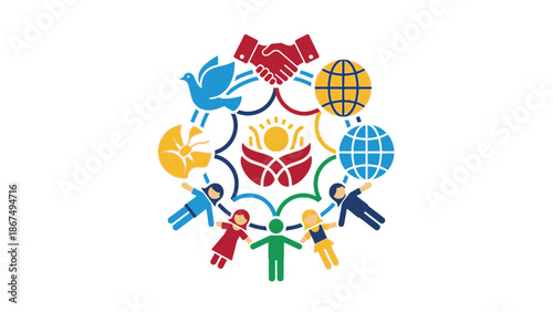 Global unity and cooperation concept illustration