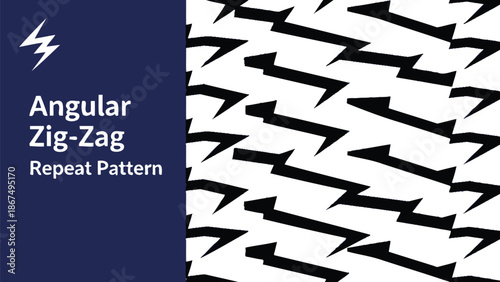 Black outline angular zig zag seamless pattern design