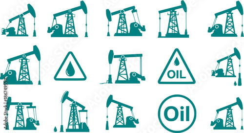 Pump Jack icon vector. Oil illustration sign. Oil Drilling symbol. Oil Pumping logo.
