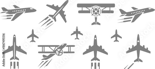 Aircraft icon vector set. airplane illustration sign collection. plane symbol or logo.
