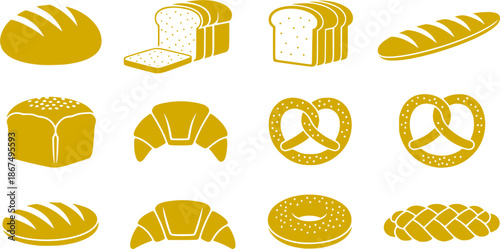 Bread icon vector set. Loaf illustration sign collection. baked goods symbol. Toast Logo. Breads web icons.
