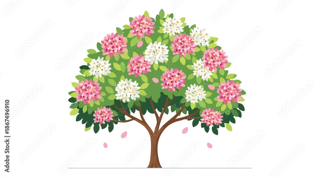 Obraz premium Blooming Tree with Pink and White Flowers