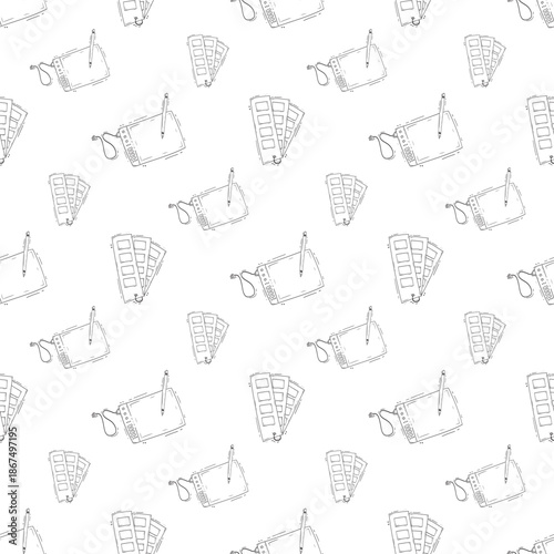 Hand drawn artist tool seamless pattern
