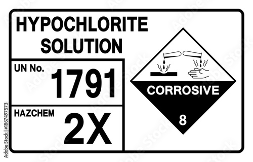 Hypochlorite Solution UN 1791 Symbol Sign, Vector Illustration, Isolate On White Background, Label.EPS10