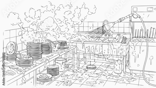 Chaos in the Kitchen A Dishwashing Disaster Unfolds