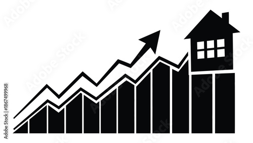 Rising home values are indicated by an upward trend graph with a house
