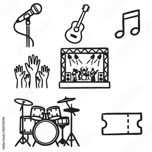 Hand Drawn Sports Fans and Concert Stage Doodle