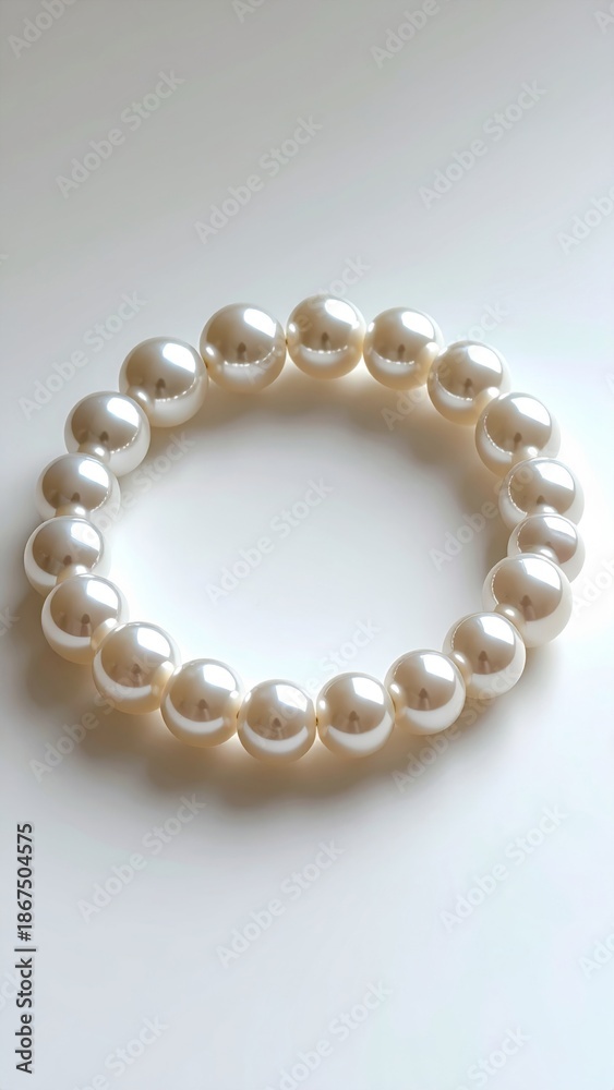 Obraz premium Elegant Pearl Bracelet on White Surface with Soft Lighting