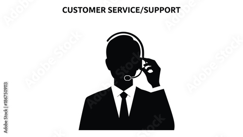 Silhouette of a person with a headset representing customer service support