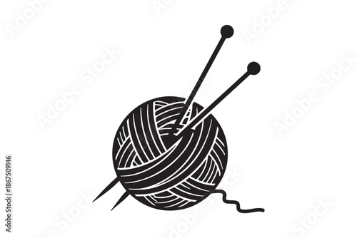 Ball of wool yarn knitting simple vector art design