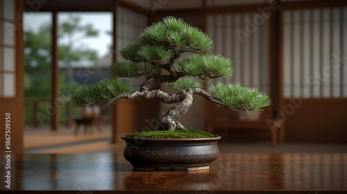 bonsai tree in a window