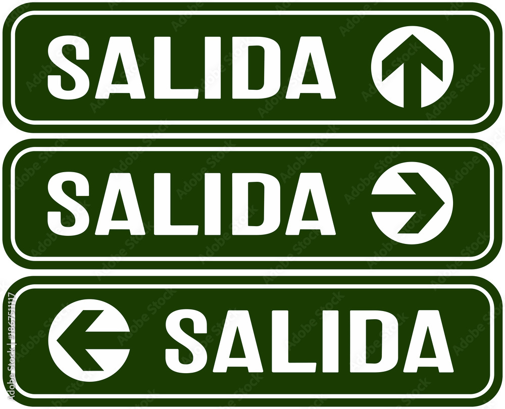 Fototapeta premium Three signs indicating the exit in Italian.
