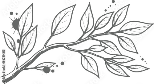 Hand drawn  floral vector illustration featuring a seamless black silhouette pattern of bamboo branches and summer leaves for nature wallpaper design