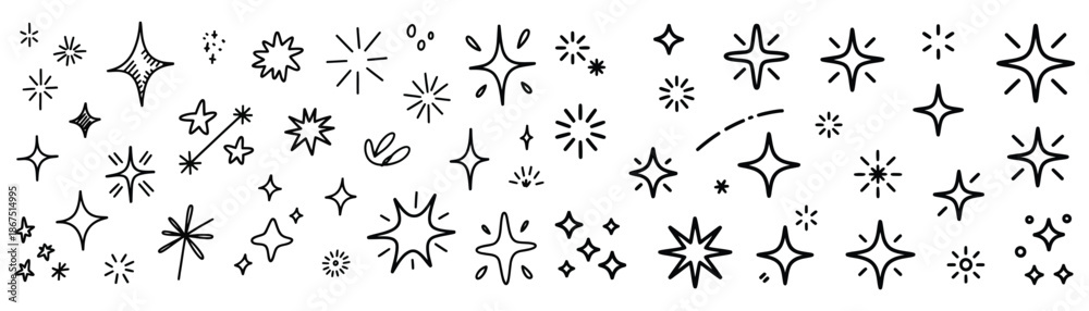 Fototapeta premium Collection of star and sparkle illustrations