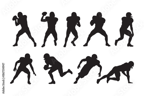 Dynamic silhouettes of american football players in action
