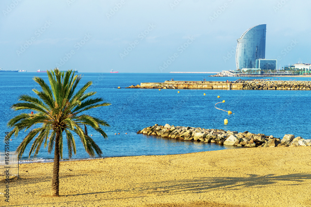 Obraz premium San Sebastian beach, Barcelona, Spain