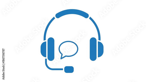 Modern customer service headset with speech bubble icon
