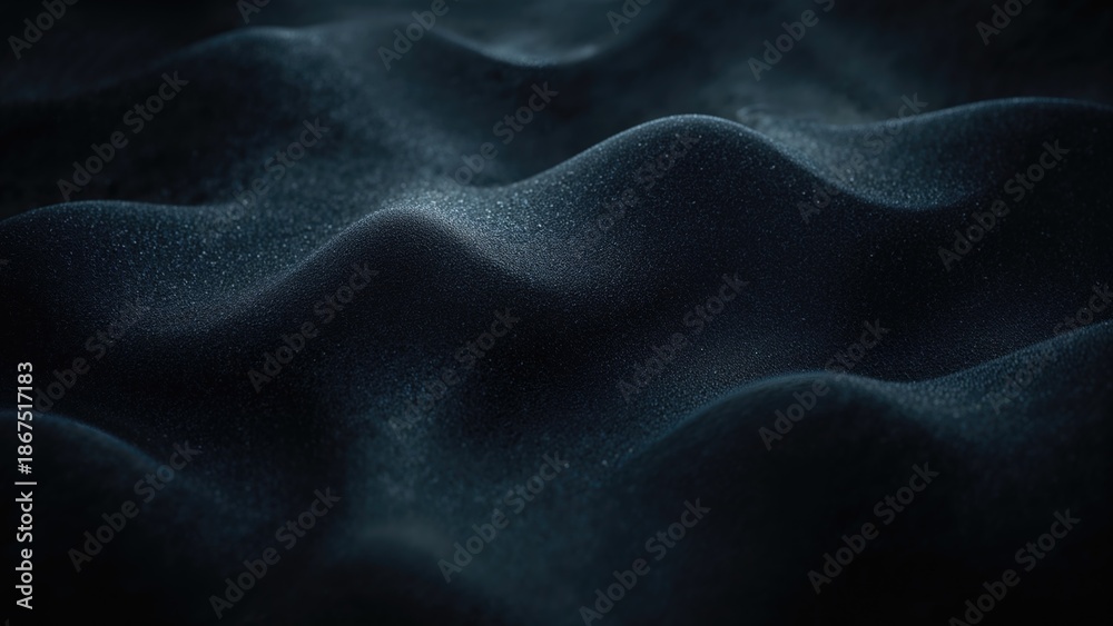 Obraz premium Dark sand dunes or waves with a textured surface and subtle lighting. Abstract background or nature scene. The image emphasizes shapes, shadows, and fine details.