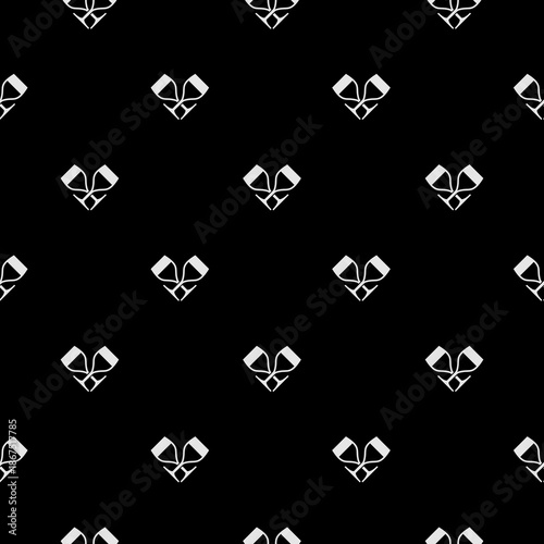 Crossed glasses with wine silhouettes seamless pattern isolated on black background