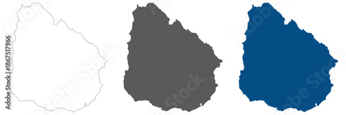 Uruguay map plain set. Map of Uruguay in blank set.