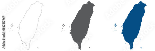 Taiwan map plain set. Map of Taipei in blank set.