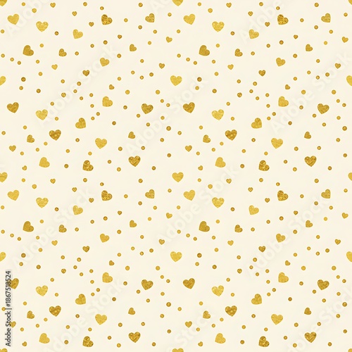 Confetti Heart Gold Foil Pattern – Romantic Valentine Background Vector