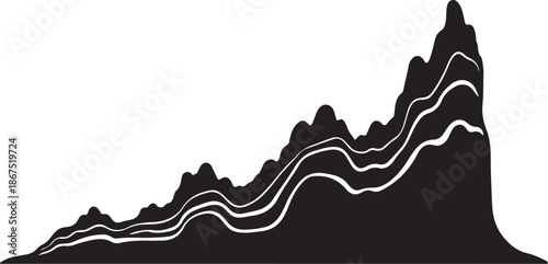 Mountain Range Silhouette with White Lines Illustration