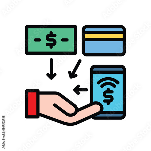 Digital Wallet and Mobile Payment Illustration