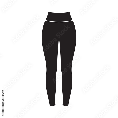 Simple black silhouette of high waisted leggings a minimalist fashion illustration