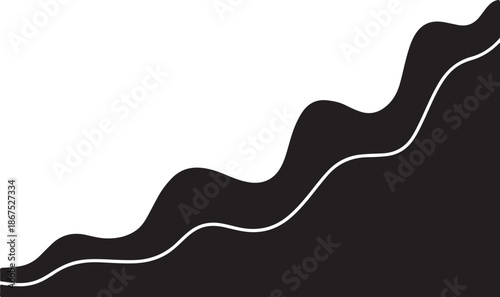 Black and white abstract wavy line design element