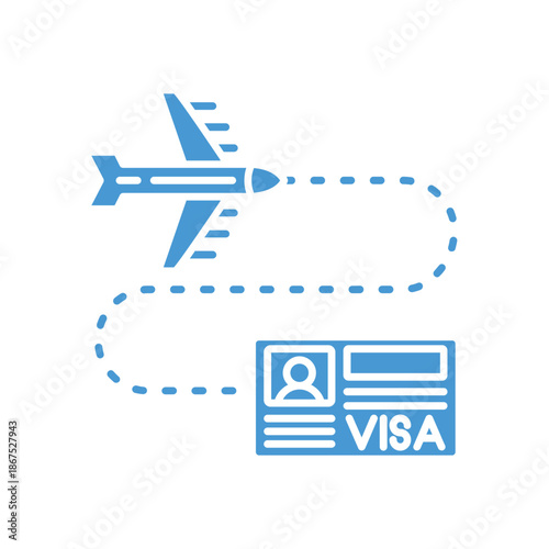 Travel and identification concept with airplane and visa card