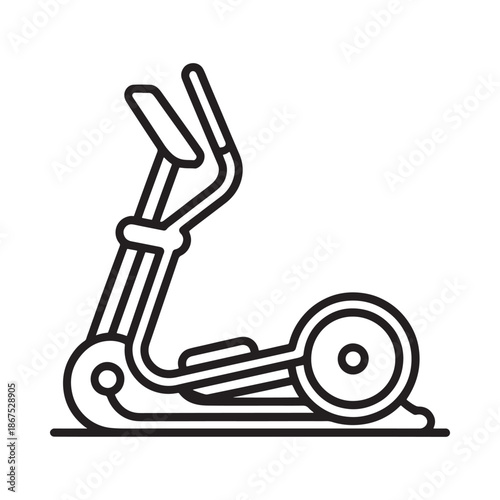 Simple black and white line drawing of an elliptical exercise machine