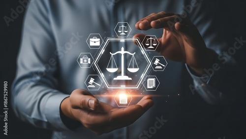 Hands holding legal technology concept