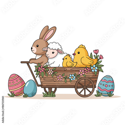 Cute Easter Sunday Doodle Set – Bunnies, Eggs, Chicks & Spring Clipart Bundle