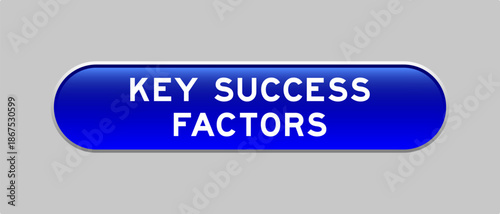 Blue color capsule shape button with word key success factor on gray background