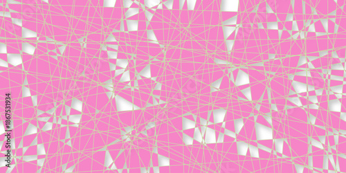 Abstract Geometric Pattern generative computational art illustration. Light Pink, vector background with curved lines. Vegetable drawings for organic food label, juice packaging, vegan cosmetic.