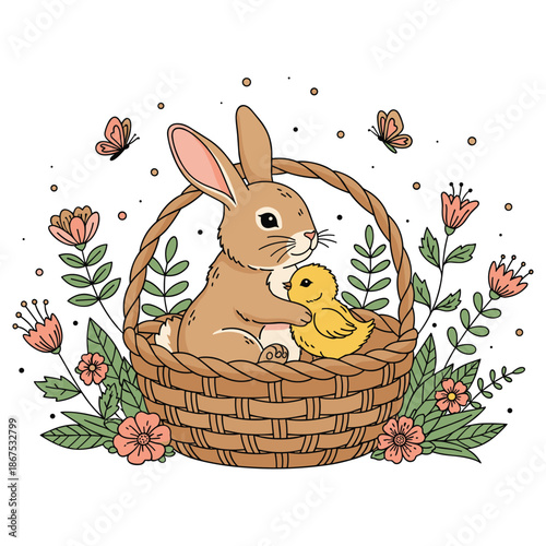 Cute Easter Sunday Doodle Set – Bunnies, Eggs, Chicks & Spring Clipart Bundle