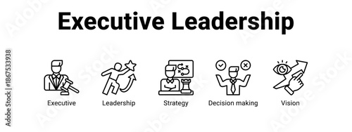Executive Leadership web banner icon vector illustration concept for  with icon of Executive, Leadership, Strategy.
