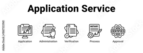 Application Service web banner icon vector illustration concept for  with icon of Application, Administration.