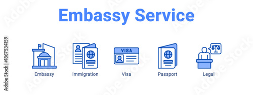 Embassy Service web banner icon vector illustration concept for  with icon of Embassy, Immigration.
