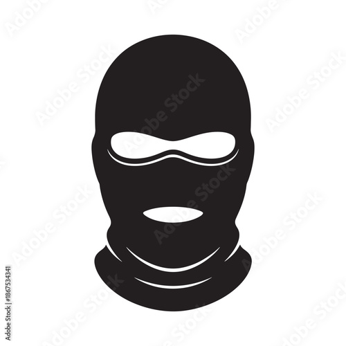 Simple black and white illustration of a balaclava or ski mask design