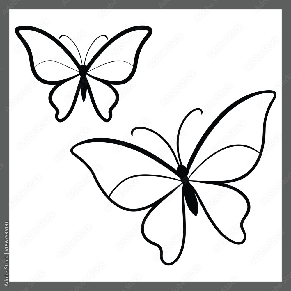 Fototapeta premium Elegant Hand Drawn Butterfly Set