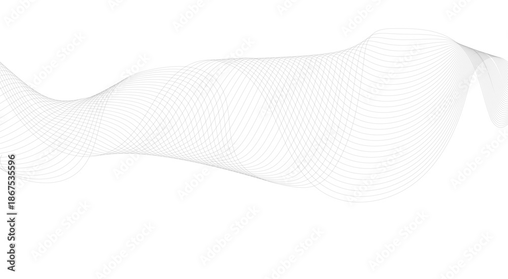 Fototapeta premium Abstract futuristic template. Chrome technological wallpaper. Line wave pattern. Wavy lines, thin curve lines background, stripe motion. 